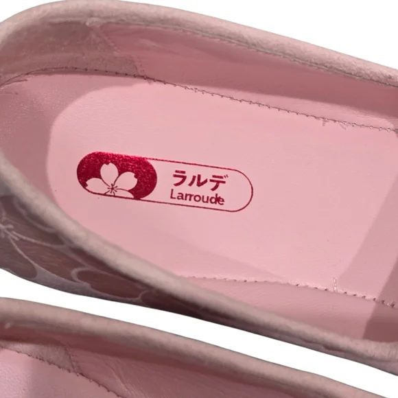 Larroudé Verona Mary Jane Ballet Flats - Sakura Pink Floral Jacquard 8 New - Picture 5 of 12